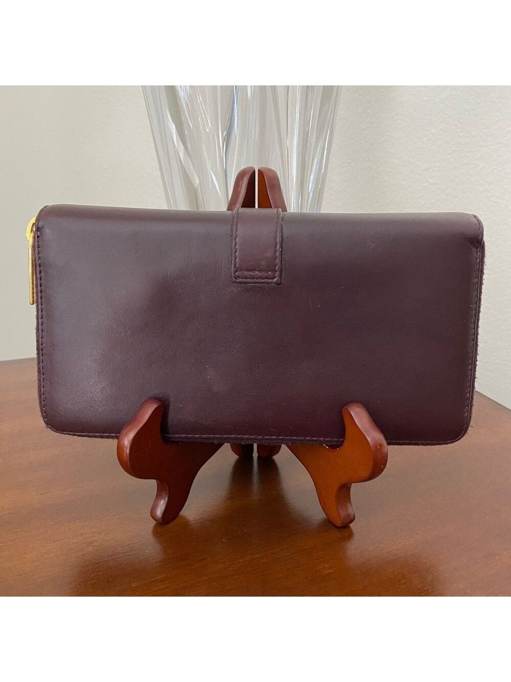 Saint Laurent Y-Ligne (Chyc) Flap Calfskin Leather Dark Purple Wallet EUC - Picture 4 of 9